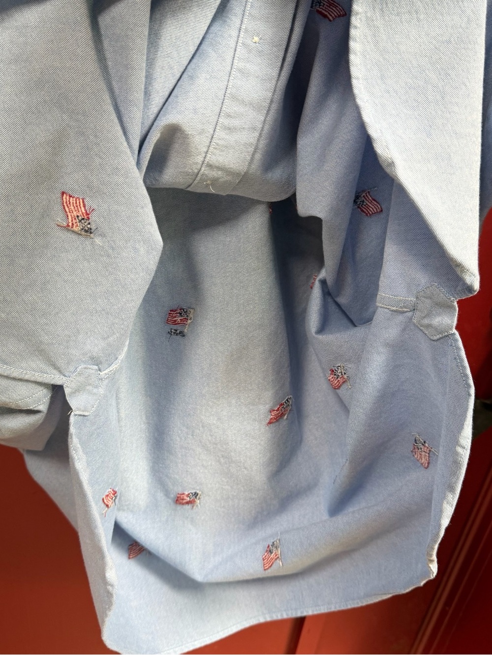Ralph Lauren Light Blue Short-Sleeve Button-Down Shirt with Flag Embroidery - Picture 6 of 7